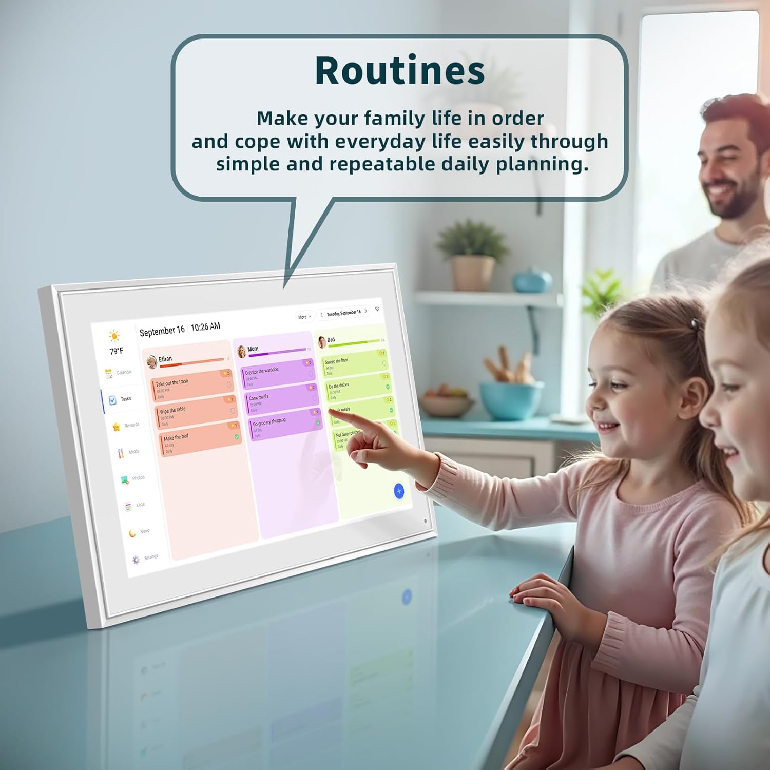 Canupdog 15.6 Inch Digital Calendar, Electronic Planner & Chore Chart with 1920x1080P IPS Touchscreen, Task Rewards System, Interactive Display for Family Schedules Gifts for Women Mom