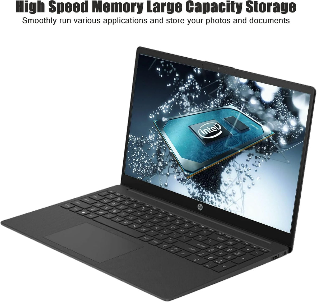 HP 15.6 inch Laptop, Intel N200 Quad-Core Processor, 4GB RAM, 128GB SSD, Wi-Fi 6, Webcam, HDMI, Numeric Keypad, Windows 11 Home, Alpacatec Accessories, Black