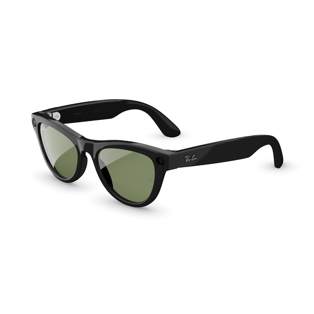 Ray-Ban Meta (Gen 2), Skyler, Shiny Black | Smart AI Glasses for Men, Women — 2x Battery Life — 3K Ultra HD Resolution — 12 MP Ultra-Wide Camera, Audio, Video — Green Lenses — Wearable Technology