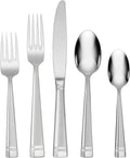 Oneida Silverware Set, Amsterdam 45-Piece Everyday Flatware Set, Service For 8, 18/0 Stainless Steel, Rust Resistant, Dishwasher Safe, Knives Spoons And Forks Set, Home And Kitchen (Silver, 45 Piece)