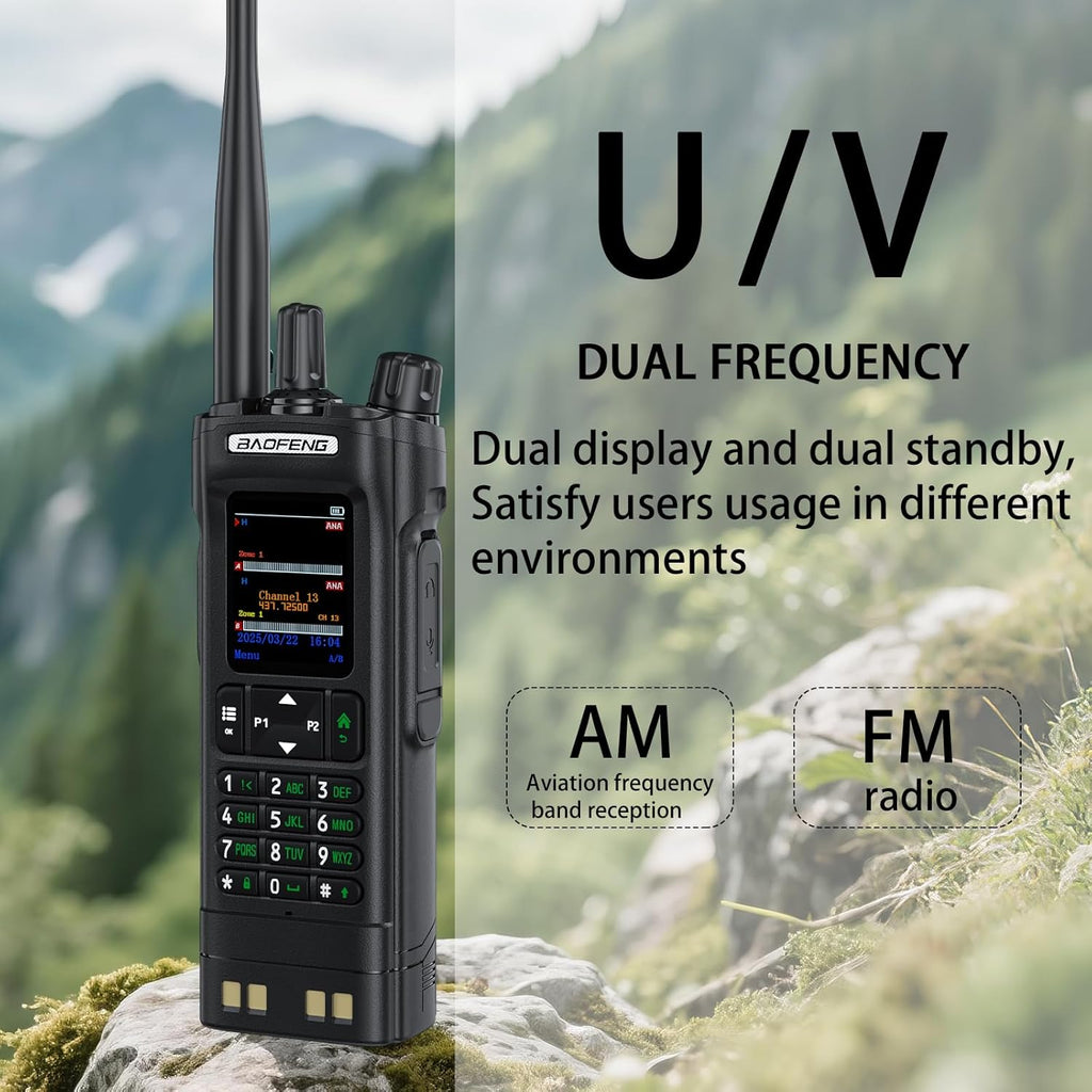 BAOFENG DM32 Dmr Radio,DM-32 Handheld Radio with USB-C Charging, GPS, 10W Long Range DM32UV Walkie Talkie for Emergency Rescue & Outdoor Sports (1Pack Black+Gooseneck Antenna+Radio Holster)