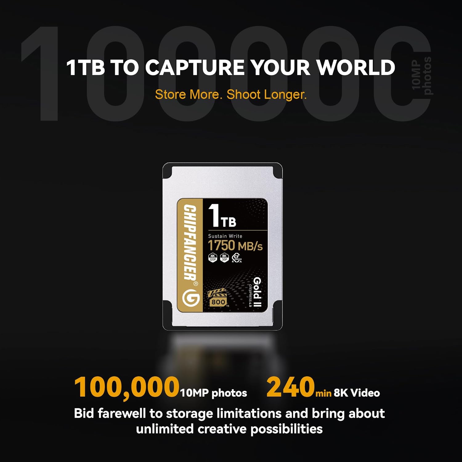 Gold II 512GB CFexpress 4.0 Type A Card VPG800 Certified Sustained Read 1780MB/s & Write 860MB/s for Photographers & Videographers - Sony Alpha FX RAW 8K/12K Video