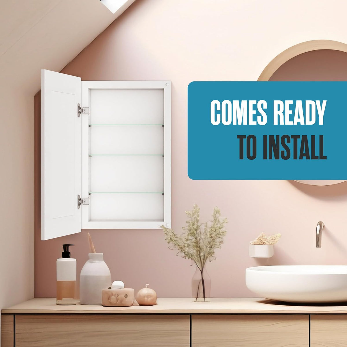 Houseables Medicine Cabinet No Mirror, Recessed, Hidden in Wall Niche, Without Mirror, Chalkboard, Concealed, Built in, Between Stud Shelf Insert, for Bathroom Storage, 14x24 Inch (17x27)