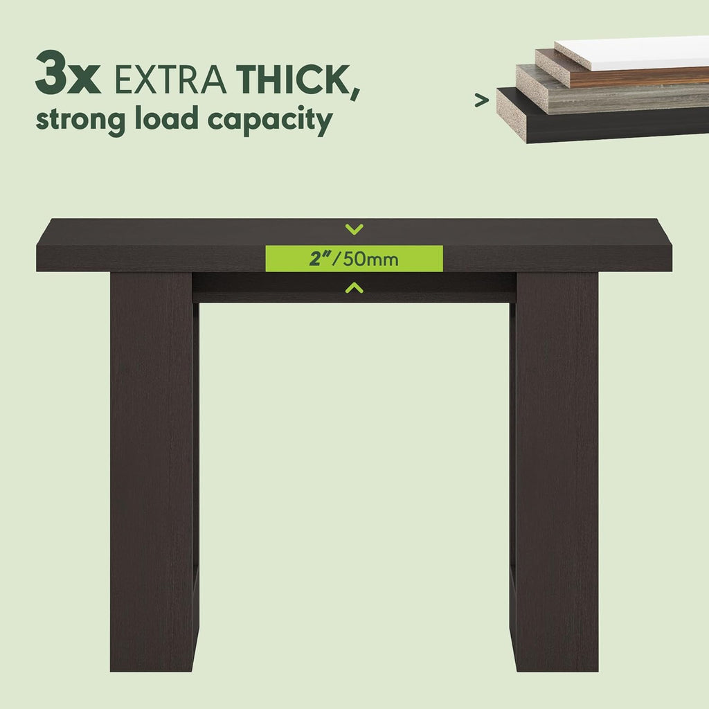 Furinno ARA Entryway Table 47-Inch, Narrow Console Table, Thick Frame Sofa Table with 2 Shelf, Couch Table Behind Sofa, Farmhouse Entryway Table for Entrance, Hallway, Living Room, Black Dark Oak