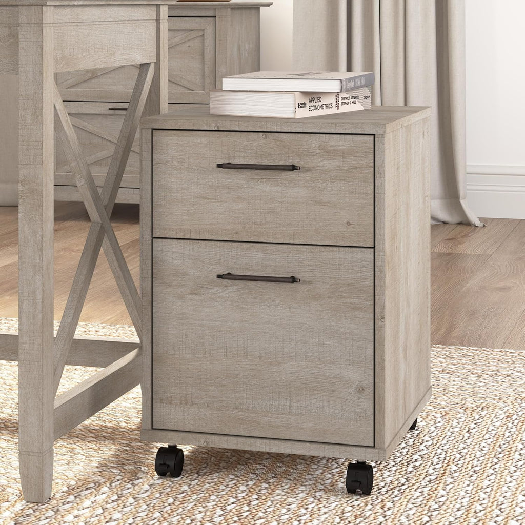 Bush Home Key West 2 Drawer Mobile File Cabinet, Rolling File Cabinet for Home Office
