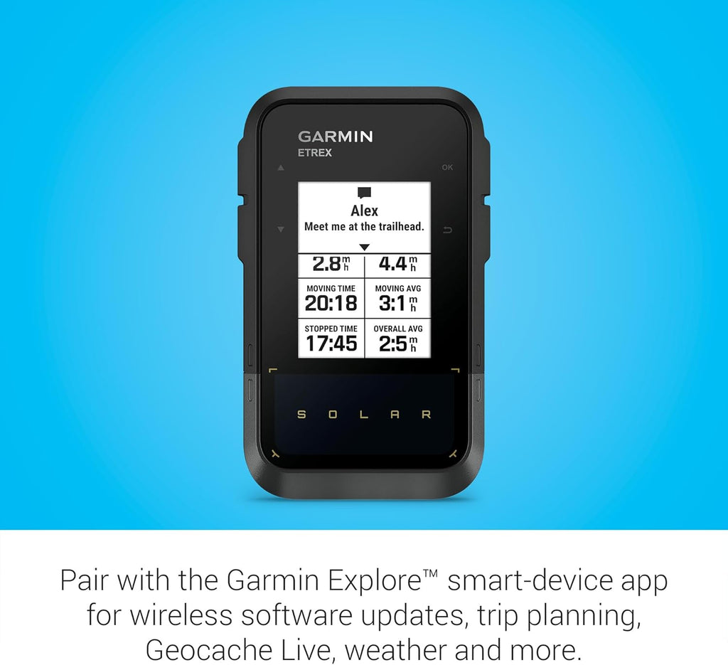 Garmin eTrex® Solar, GPS Handheld Navigator, Unlimited Battery Life, Water Resistant