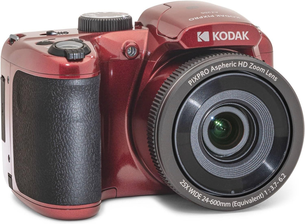 Kodak PIXPRO AZ255 25X Optical Zoom 16MP Digital Camera (Red)+ 32GB Memory Card (2) + Digital Camera/Video Case