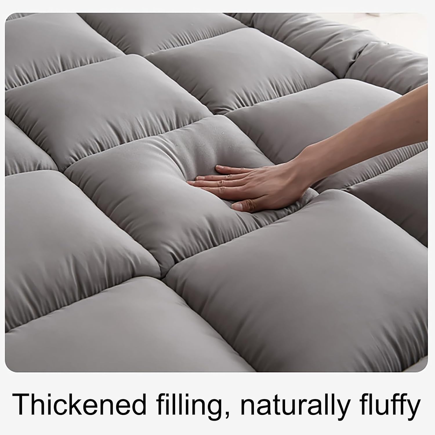 Topper, WestMonth Premium Quilted 1000GSM Luxury Extra Thick Mattress Topper Pad - Breathable & Fluffy Soft, Bed Cover with Deep Pocket 8–21'' for Home/Hotels' Queen/King, etc (White, Queen)