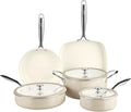 Pyrex 8-Piece Ceramic Cookware Set, Pots and Pans with Lids & Stainless Steel Handles, Healthy Nonstick Ceramic Coating, Induction Compatible Stainless Steel, PFAS Lead Cadmium BPA Free
