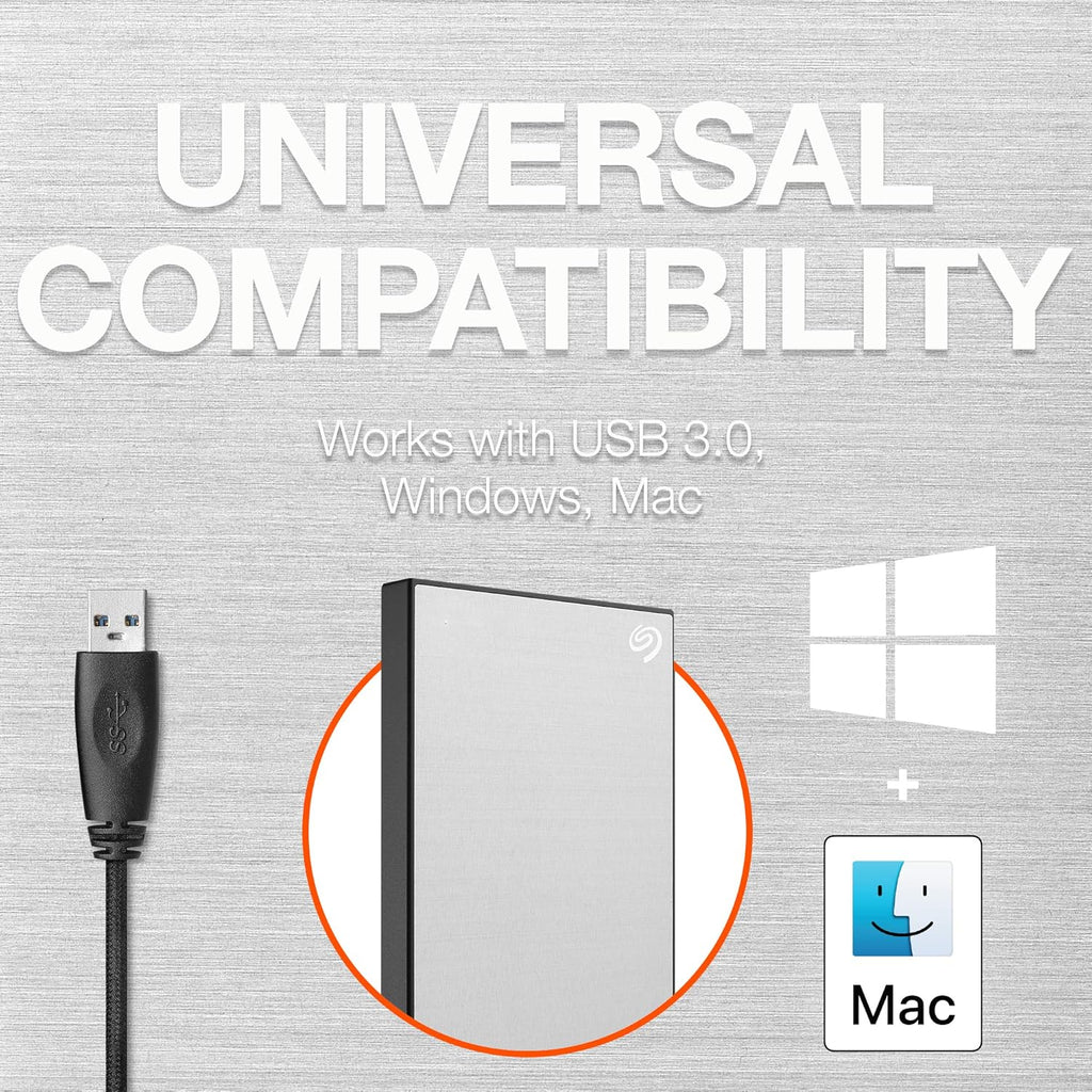 Seagate One Touch 2TB External Hard Drive HDD – Silver USB 3.0 for PC Laptop and Mac, 1 year MylioCreate, 4 Months Adobe Creative Cloud Photography Plan (STKB2000401)