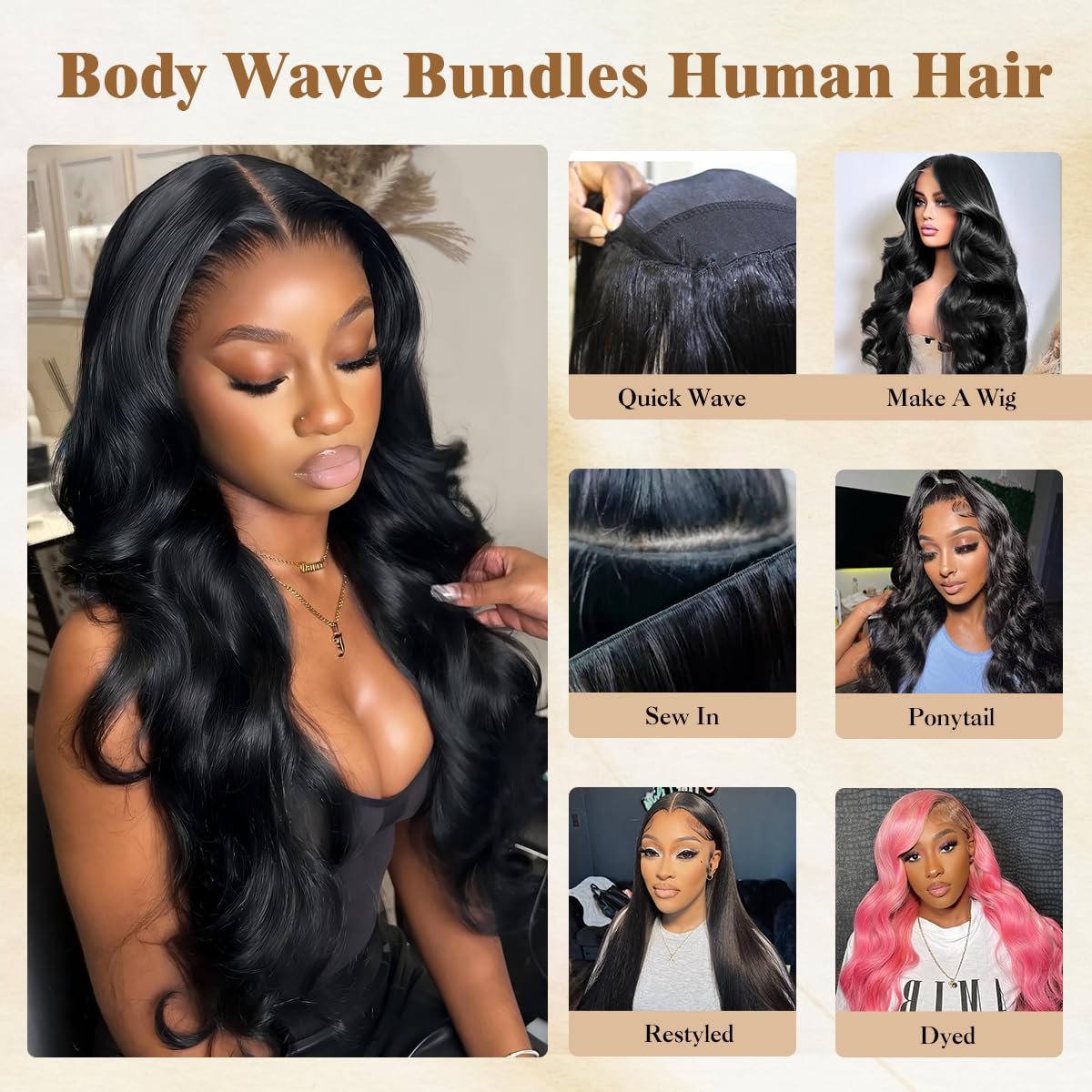 16A Raw Human Hair Bundles,3 Bundles 18 20 22 Inch Body Wave Bundles Human Hair,100% Unprocessed Brazilian Virgin Hair,Quick Weave,Hair Extensions Natural Black For Women,3X Longer Lifespan