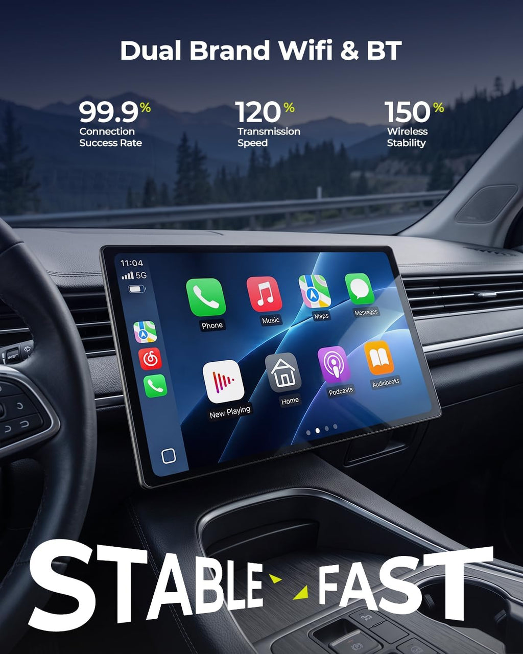 LAMTTO Extra Large 11 Inch Carplay Screen for Car, Built-in YouTube/TikTok Entertainment Video APPs, Backup Camera, Wireless Car Play and Android Auto Screen with Navigation/Voice Assistant/OTA Update