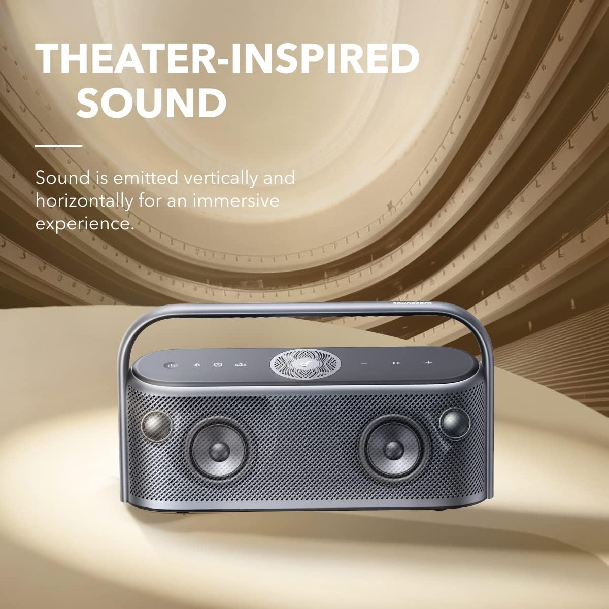 Soundcore Motion X600 Portable Bluetooth Speaker with Wireless Hi-Res Spatial Audio,50W Sound, IPX7 Waterproof, 12H Long Playtime, Pro EQ, Built-in Handle, AUX-in (Renewed)
