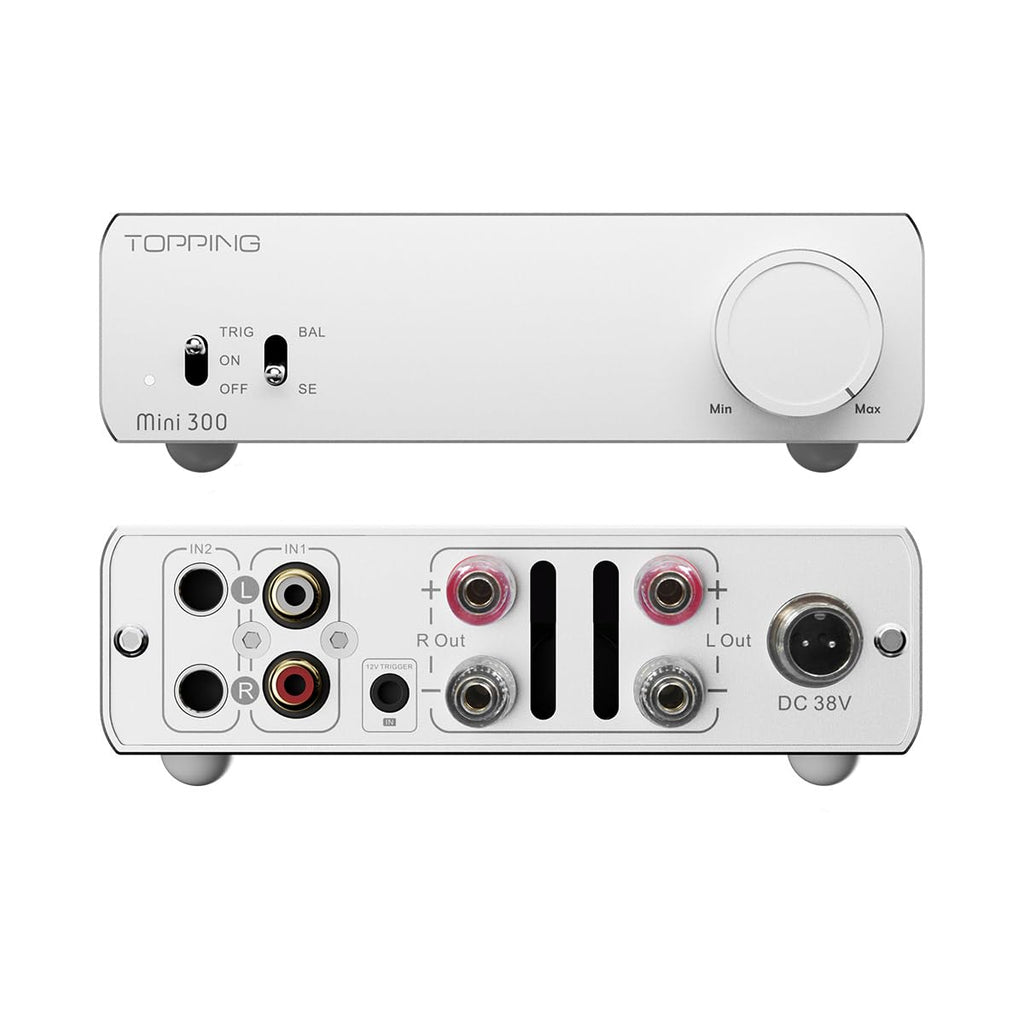 TOPPING Mini300 Compact Stereo Power Amplifier, Fully Balanced Class-D Design, 140W×2 @4Ω, Ultra-Low Distortion