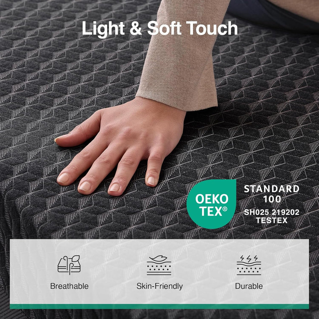 Novilla 14 Inch Queen Size Mattress, Queen Gel Memory Foam Mattress with Green Tea-Infused Foam for Pressure Relief, Body Contouring, & Balanced Support, Breathable Side Panel, Mattresses in a Box