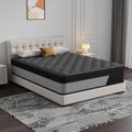 Queen Size 14 Inch Hybrid Mattress in a Box, Medium Firm Black and Gray Fabric Cover with Pocket Spring and Memory Foam - Breathable Supportive Cool Sleep for Back Side Stomach Sleepers