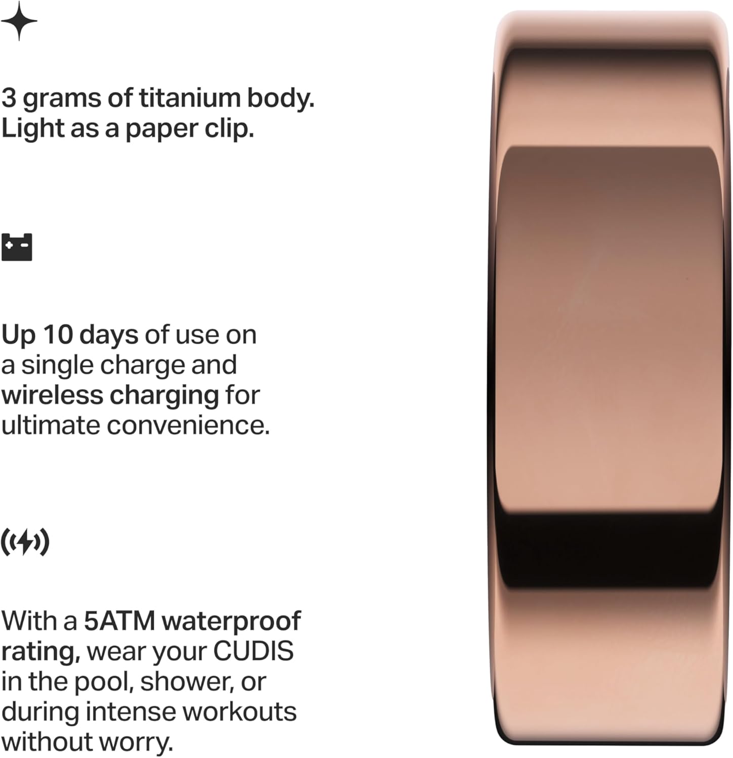 002 - AI Smart Ring, No Subscription Fee, 10-Day Battery Life, Sleep/Sport/Stress/Heart Rate/HRV/Blood Oxygen/Women's Health/Biological Age Tracker, Titanium, 5ATM Waterproof (Rose Gold, 7)