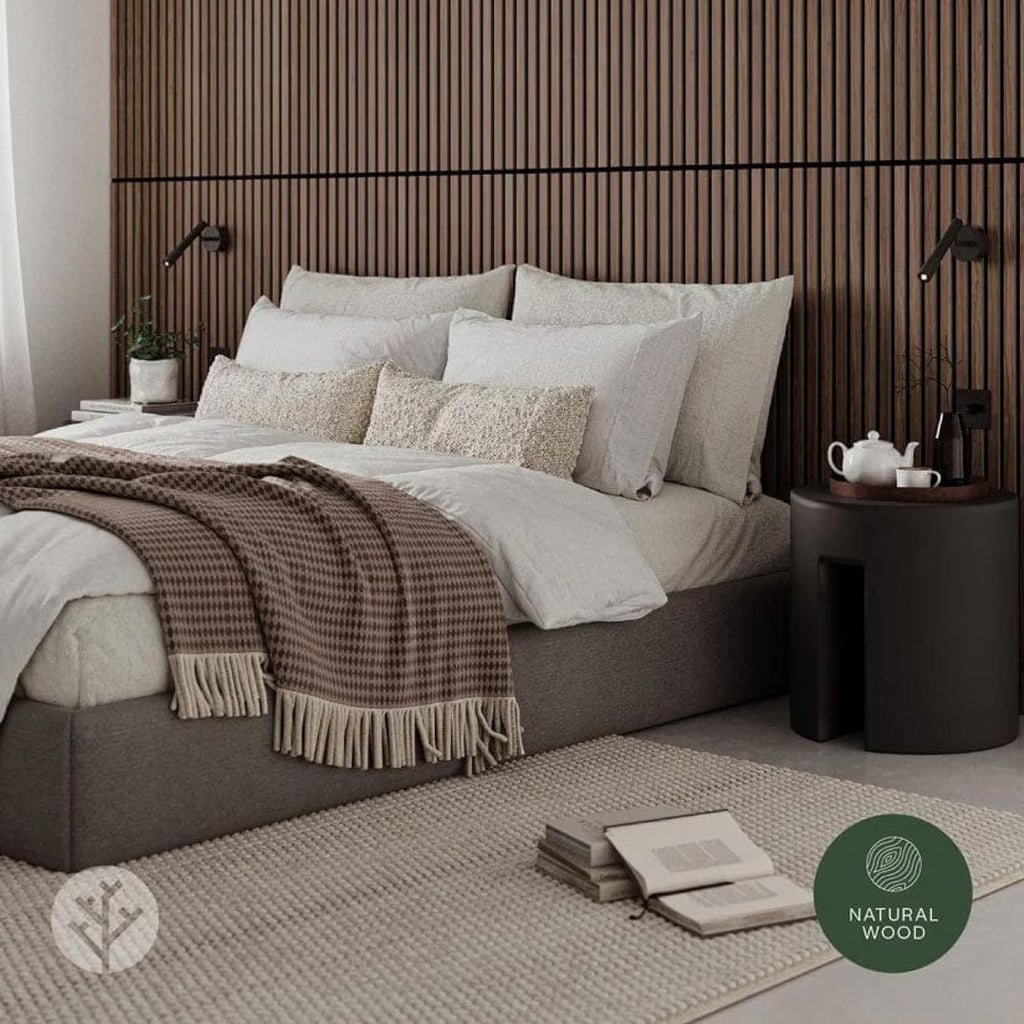 WVH Luxury American Walnut Acoustic Slat Wood Wall Panels, Measures 94.49" x 25.20", Premium Finish, Interior Decor for Walls & Ceilings, Noise Cancelling & Sound Absorbing for Home & Office, 2pcs