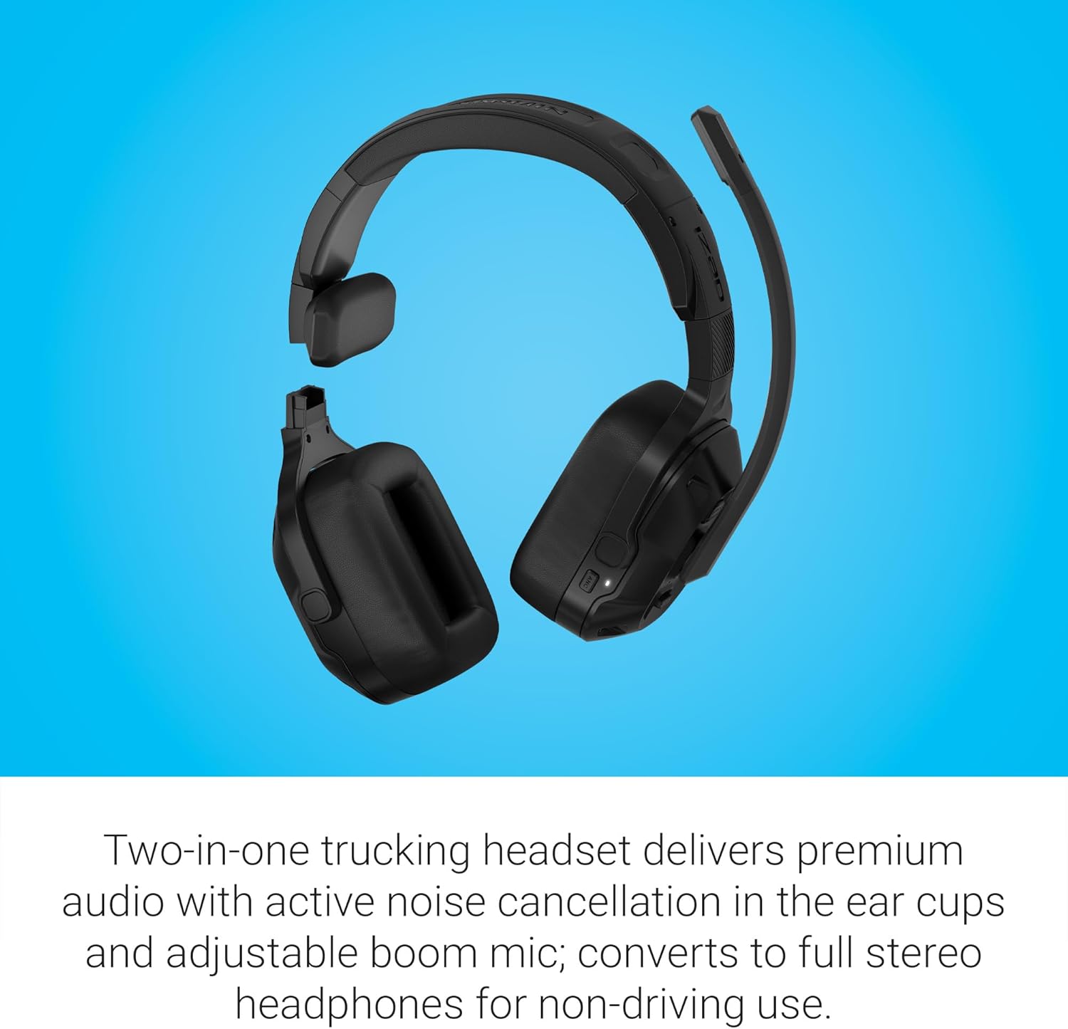 Garmin dēzl™ Headset 210, 2-in-1 Premium Trucking Headset, Active Noise Cancellation, Long Battery Life, 60 Hours of Talk Time, Built-in LED Flashlight, Convertible Design