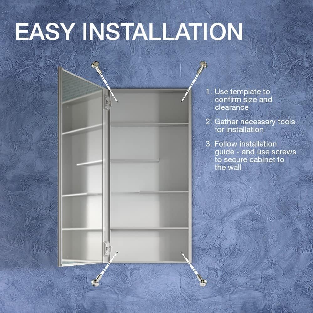 Kohler 81146-DA1 Maxstow Frameless Surface Mount Bathroom Medicine Cabinet, 30 in. W x 24 in. H, Dark Anodized Aluminum