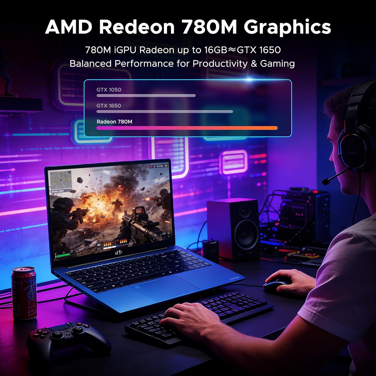 NIMO 15.6" FHD-Business-Laptop, 8 Cores AMD Ryzen 7 8745HS 16GB RAM 512GB SSD (Up to 4.9GHz, Beat R9 7940HS), Radeon-780M, 100W Fast PD for Creators & Professionals Work/Gaming, 2-Year Warranty