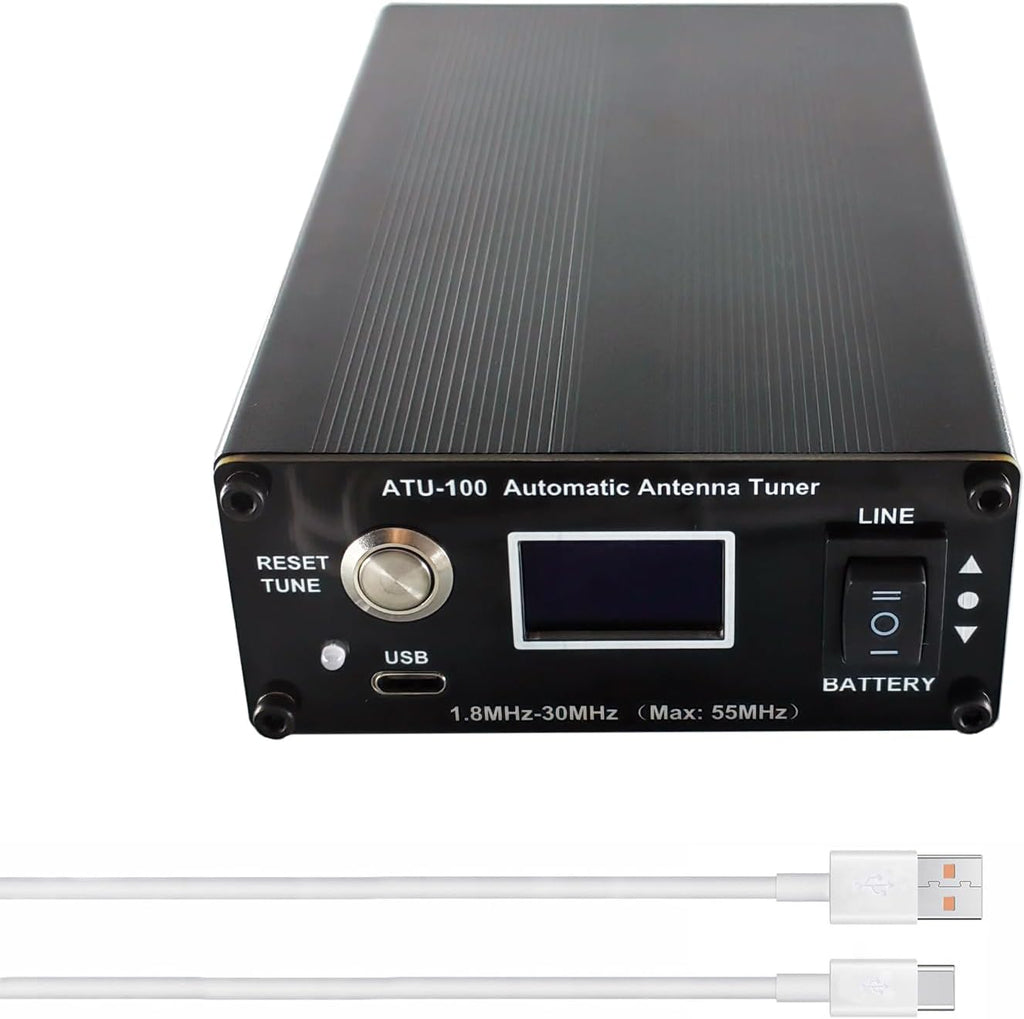V3.2 ATU-100 EXT Automatic Antenna Tuner for Ham Radio – 1.8-55MHz, Low SWR Tuner, Compact Design, Works with Amateur Radio Equipment, Ideal for POTA/SOTA/DX with 5000mAh Battery