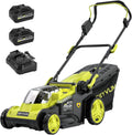 SEYVUM 40V 16-inch Cordless Lawn Mower with 45L Grass Collection Bag, 6 Position Height Adjustment Electric Lawn Mower, 2 x 20V 4.0Ah Battery Powered Push Lawnmower, 2.4A Fast Charger, Lemon Green