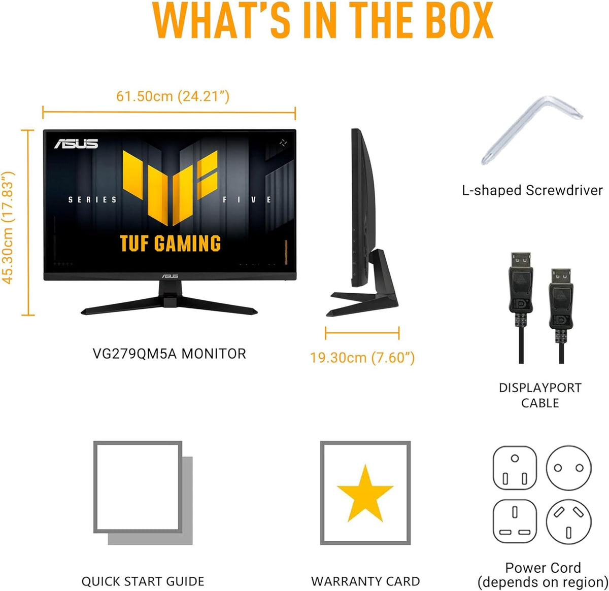 ASUS TUF Gaming 27”1080P Monitor (VG279QM5A) – Full HD (1920 x 1080), 240Hz, 0.3ms, Fast IPS, G-SYNC Compatible, Extreme Low Motion Blur Sync, 99% sRGB, DisplayWidget, Gaming AI, 3 yr Warranty