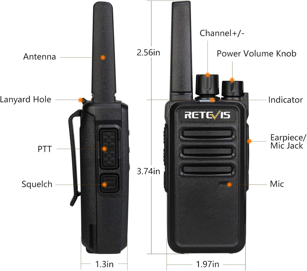 Retevis RT68 Walkie Talkies with Earpiece,2 Way Radios Long Range,Heavy Duty Walkie Talkies for Adults,Rechargeable with USB Charger Base, for Restaurant School Manufacturing Healthcare(20 Pack)