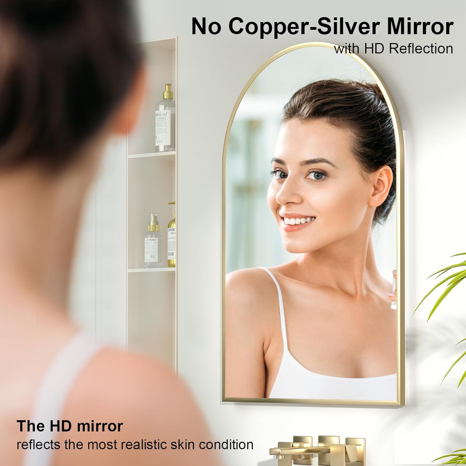 Recessed Medicine Cabinet with Mirror,Brushed Gold Arched Medicine Cabinets for Bathroom,in Wall Bathroom Cabinet with Mirror,Mirrored Medicine Cabinets Wall Mounted 20x30