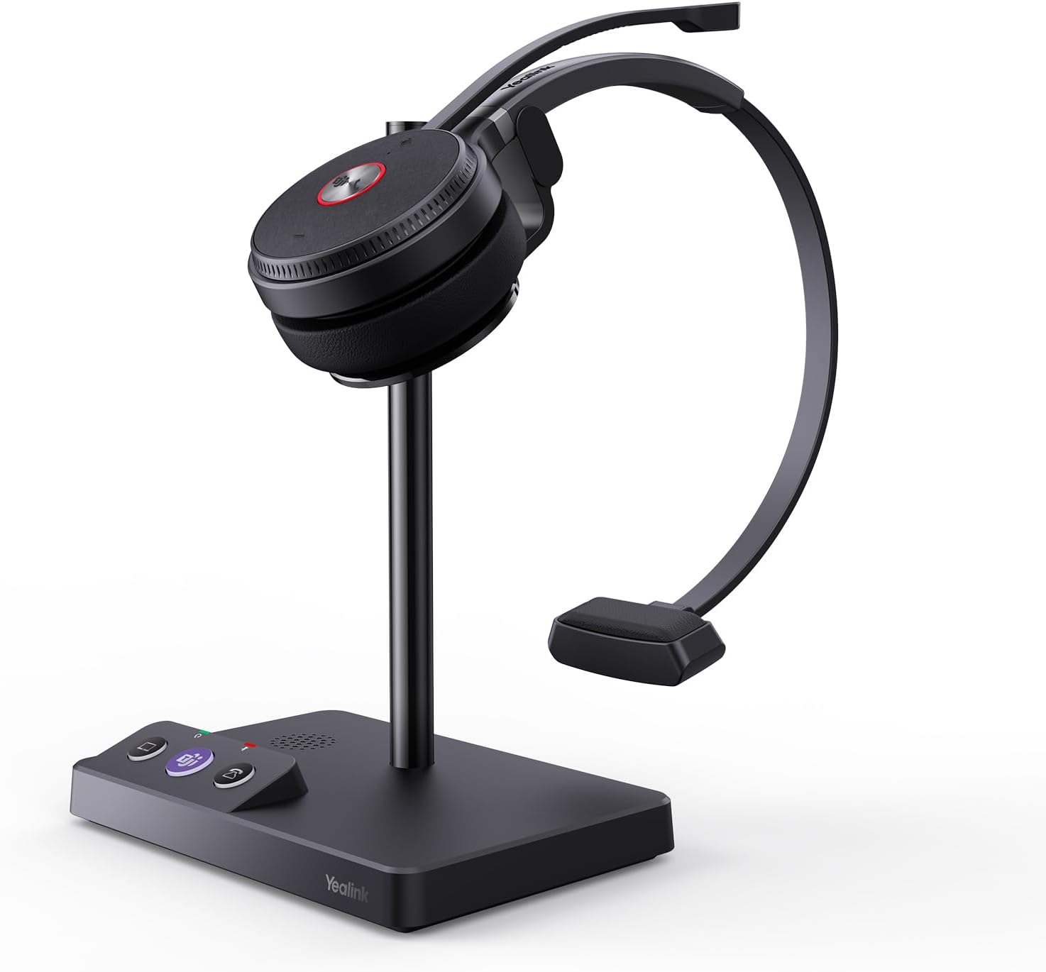 Yealink WH62 Mono Teams DECT Wireless Headset with Microphone,525 Ft Long Range Work Single Ear Headphones for Desk Phone and PC,Telephone Headset with Noise Cancelling Mic,13H Talk Time