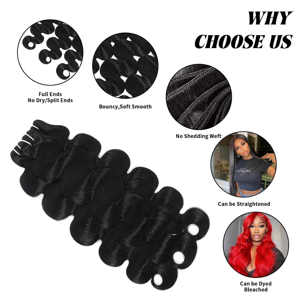 15A Raw Indian Human Hair Bundles Body Wave Bundles Human Hair,Triple Lifespan Virgin Remy Hair,No Tangle Shedding,Keep Texture Silky Soft After Multiple Washes (3 Bundles Natural Black, 20 22 24)