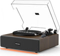 Udreamer Vinyl Record Player with Bluetooth Input, All-in-One Turntable with Built-in Speakers, AT-3600L Cartridge, Belt Drive 33/45 RPM, Auto Stop, Adjustable Lighting