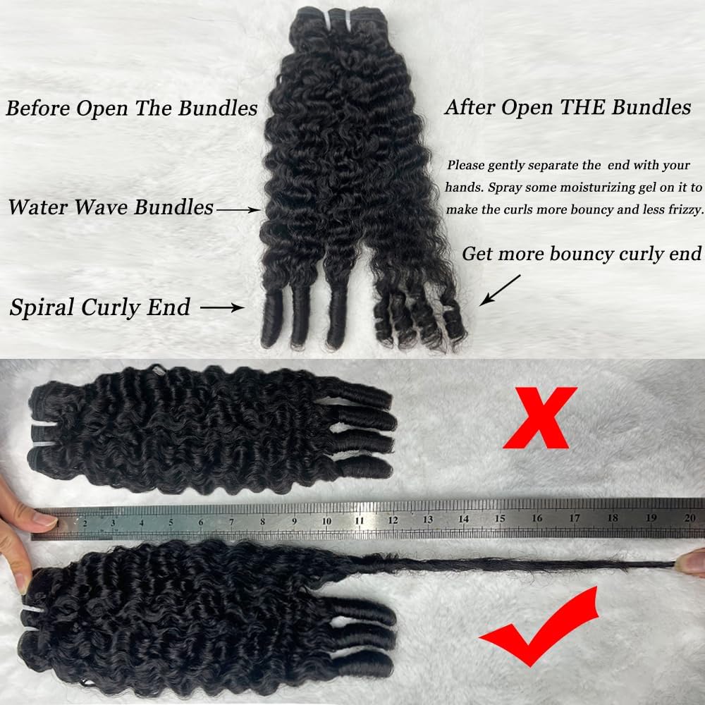 Burmese Curly Bundles Human Hair 20 22 24 Inch Curly Human Hair Bundles with Spiral End 3Pcs 12A Unprocessed Virgin Hair Quick Weave for Women Natural Black