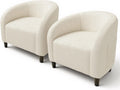 GarveeHome Accent Chair Set of 2 Living Room Chairs Boucle Barrel Chairs Round Armchairs for Bedroom Waiting Room Office Reception Chairs(Beige)