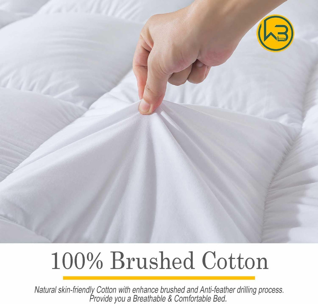 WhatsBedding 5 Inch Feather Bed Mattress Topper,Duck Feather Memory Foam Mattress Topper, Thickened Topper Layer, Queen, 60x80 inches