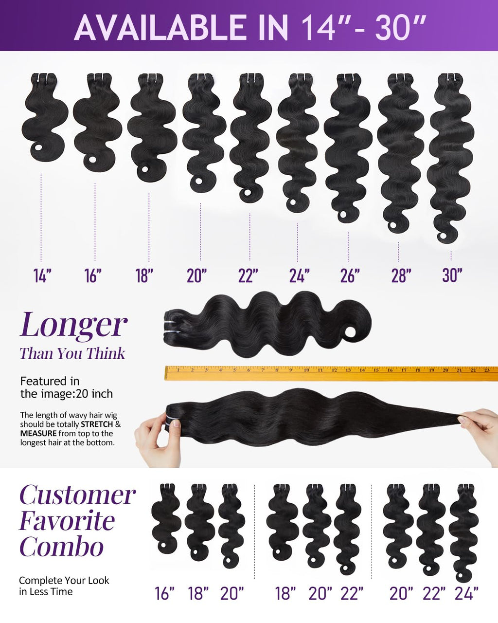 IVA 16A Body Wave Bundles Human Hair, 100% Raw Human Hair Bundles 20 22 24 Inch, Triple Lifespan, No Tangle No Shedding, Repeated Washes Maintain Silky Texture