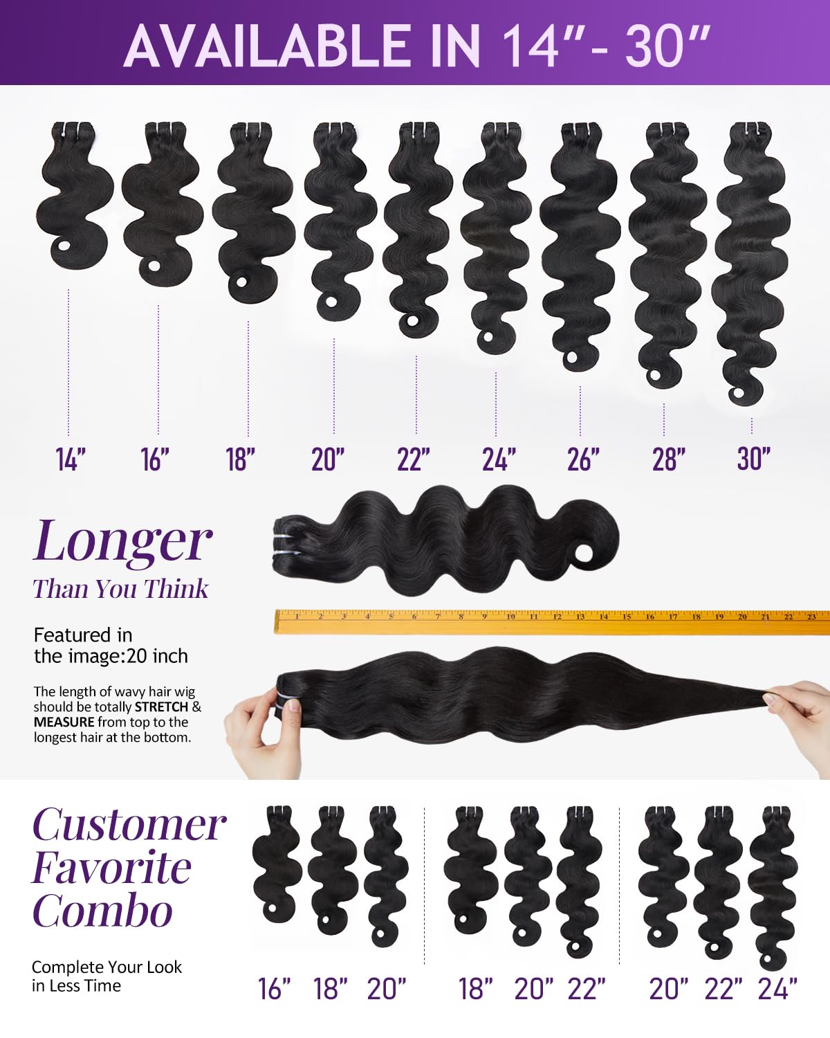 IVA 16A Body Wave Bundles Human Hair, 100% Raw Human Hair Bundles 20 22 24 Inch, Triple Lifespan, No Tangle No Shedding, Repeated Washes Maintain Silky Texture