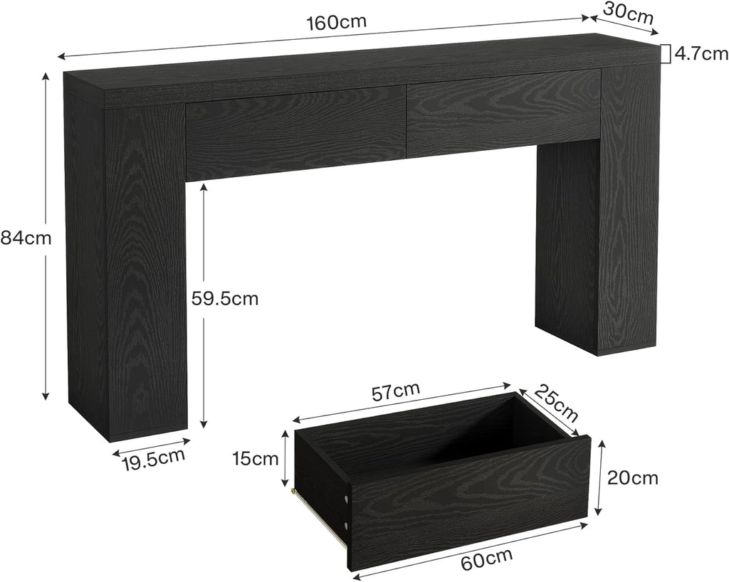 Tribesigns 63-Inch Console Table, Farmhouse Entryway Table with 2 Drawers and Sturdy Legs for Hallway, Living Room, Foyer, Easy Assembly (Black)