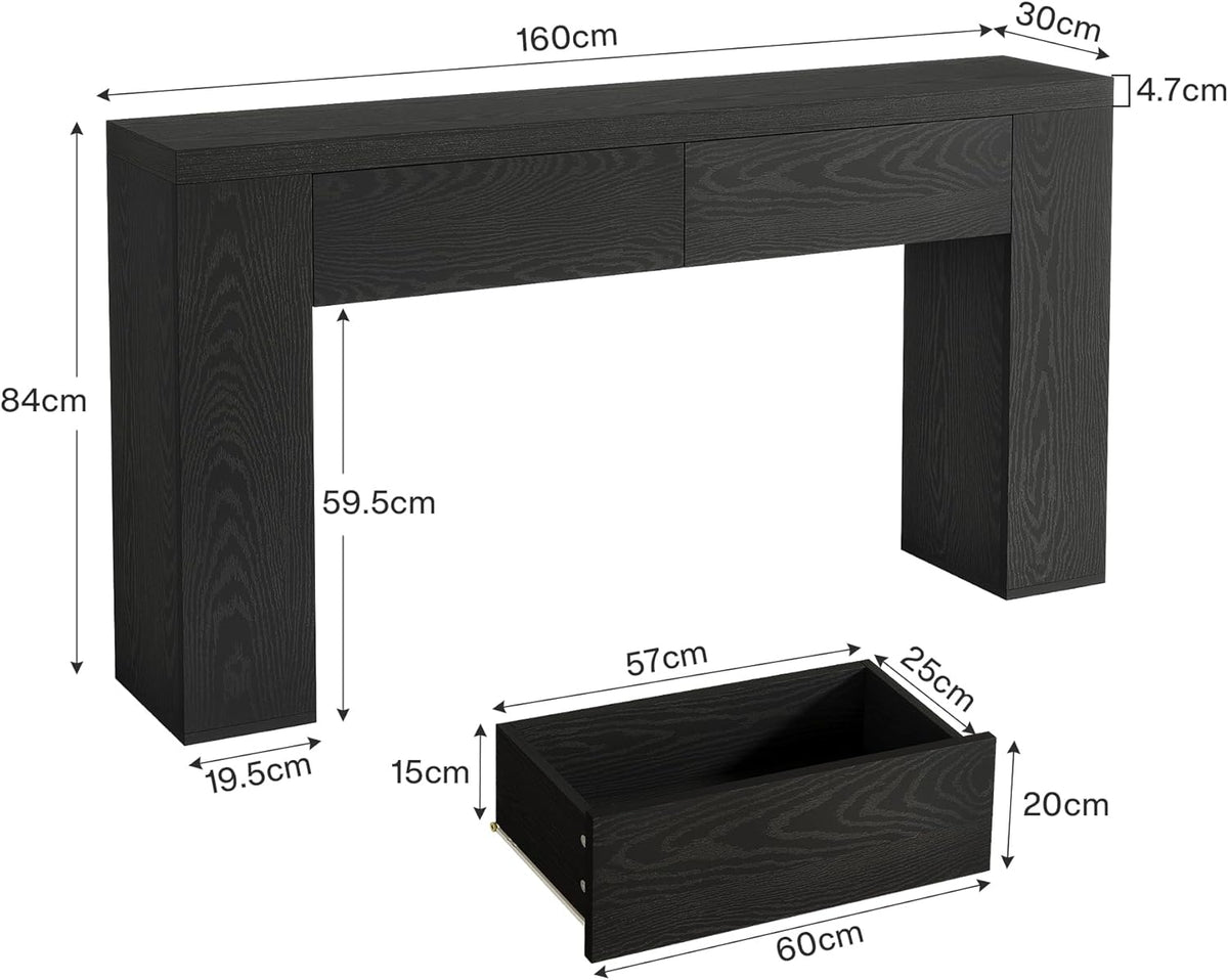 Tribesigns 63-Inch Console Table, Farmhouse Entryway Table with 2 Drawers and Sturdy Legs for Hallway, Living Room, Foyer, Easy Assembly (Black)