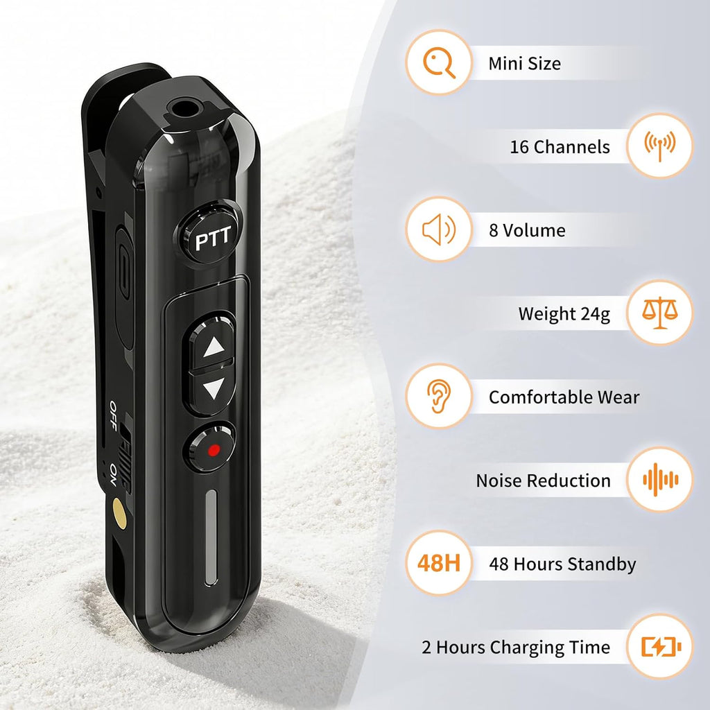Super Mini Walkie Talkies Pro Two Way Radio with Earpieces, 8 Way Multi Unit Charger, Rechargeable Portable Communication Set for Restaurants, Hotels, Supermarkets, Team Events, Baseball, 8 Pack