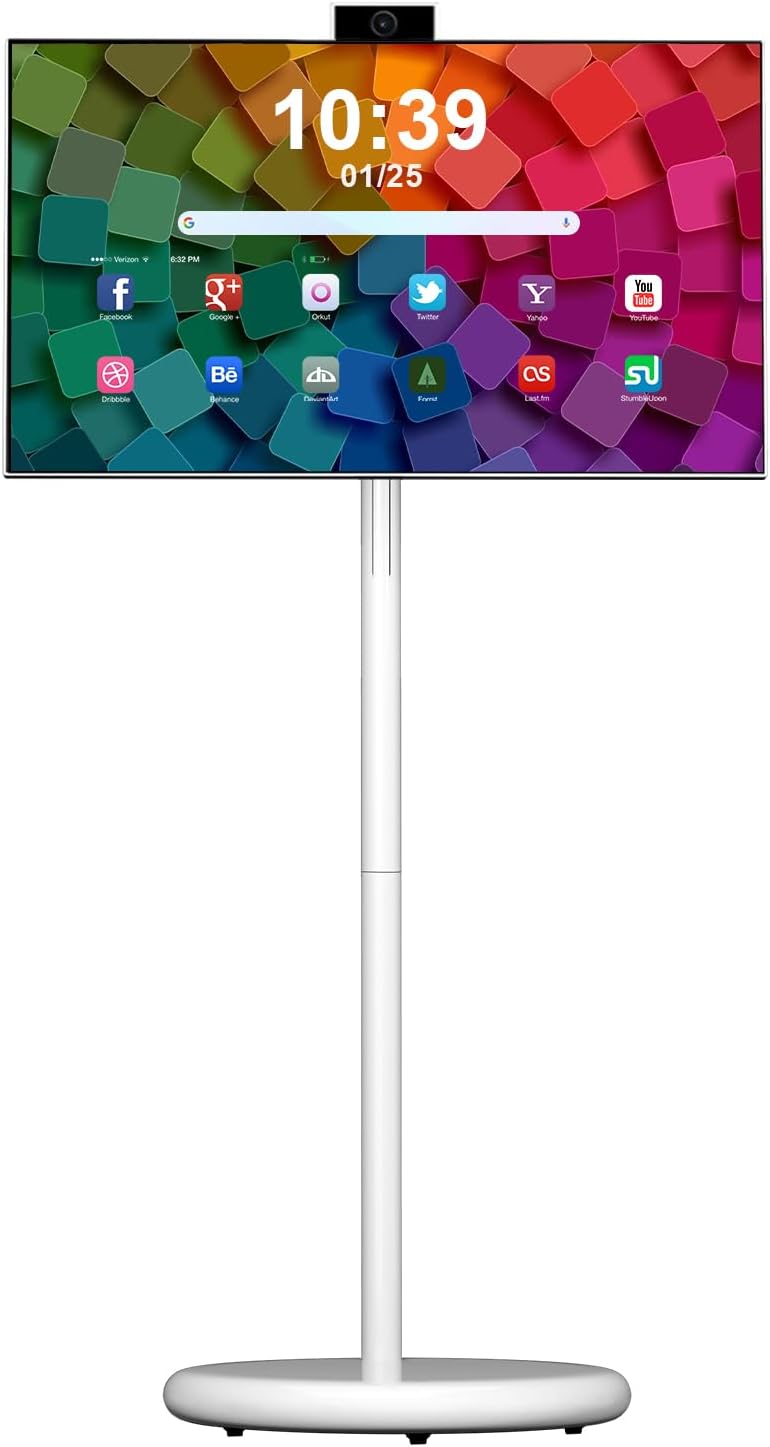 VLH 27" Smart Portable TV On Wheels | Cordless Rolling Touchscreen TV | 6GB RAM + 128GB Storage | EDLA-Certified Android 15 OS | | Full Swivel Rotation | Voice Remote Control