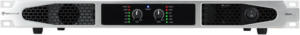 Rockville DS10 2-Channel Power Amplifier 4000W Peak / 1000W RMS, 1U Rack Mount, Class D, Pro Audio DJ Amp for Speakers or Subs
