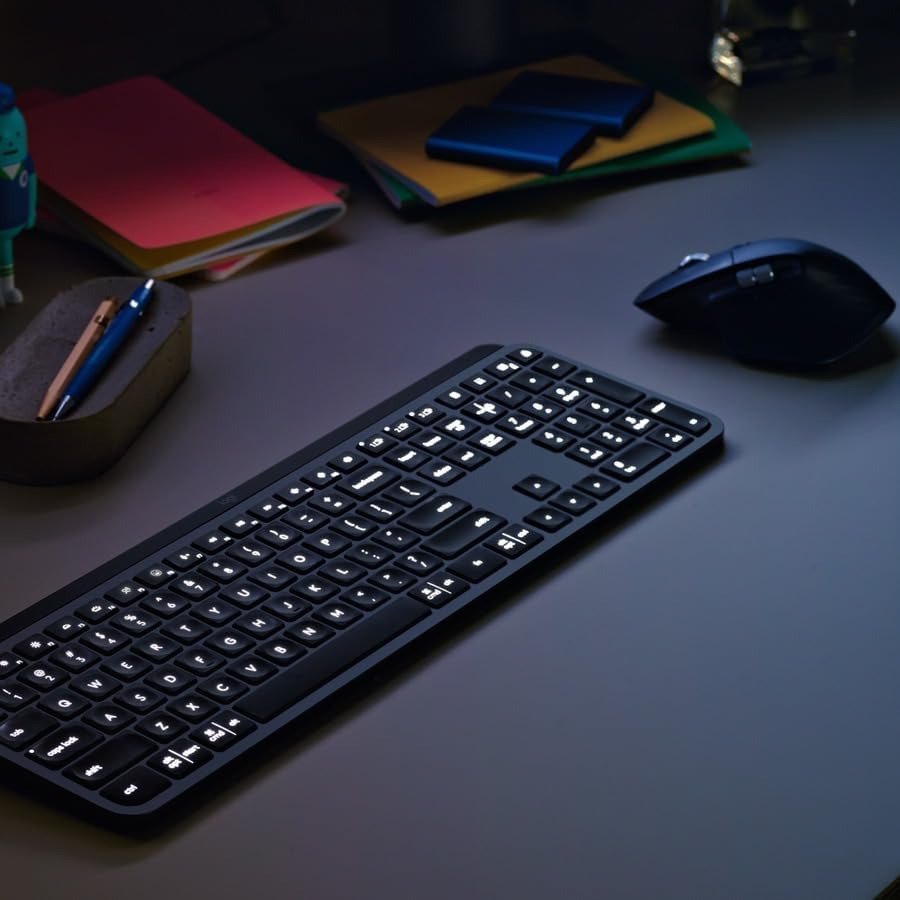 Logitech MX Keys Combo for Business | Gen 2, Full Size Wireless Keyboard and Wireless Mouse, with Keyboard Palm Rest, Bluetooth, Logi Bolt, Quiet Clicks, Windows/Mac/Chrome/Linux - Graphite