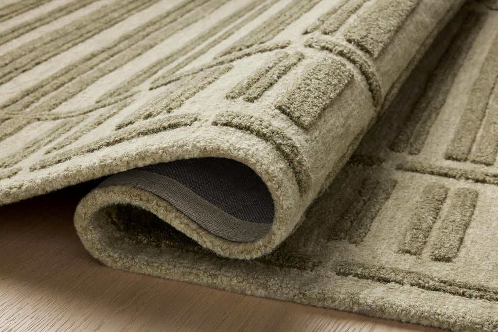 Loloi Chris Loves Julia Bradley Collection, Sage & Olive, 8'-6" x 11'-6" Area Rug – Classic Striped Area Rugs for Living Room, Bedroom, Entryway & Hallway, High Traffic Area Home Decor Rug