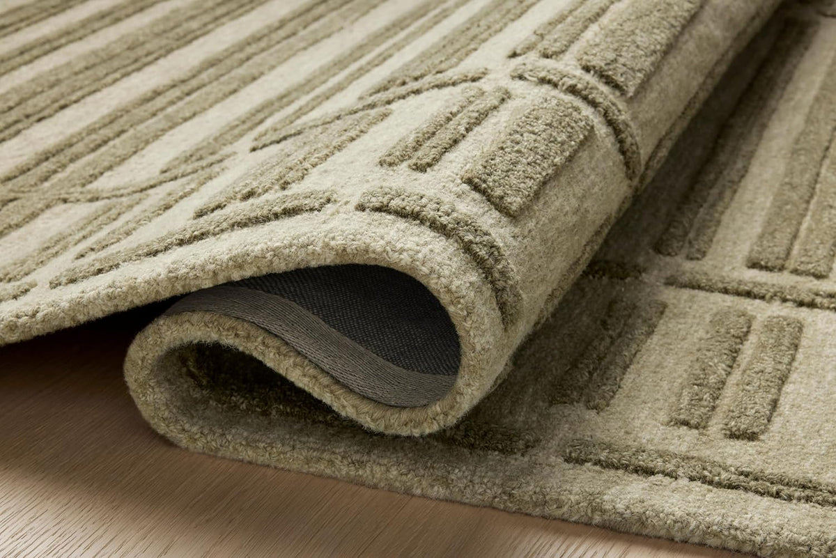 Loloi Chris Loves Julia Bradley Collection, Sage & Olive, 8'-6" x 11'-6" Area Rug – Classic Striped Area Rugs for Living Room, Bedroom, Entryway & Hallway, High Traffic Area Home Decor Rug