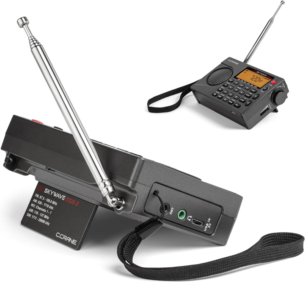 C. Crane CC Skywave SSB 2 AM, FM, Shortwave, NOAA Weather + Alert, Scannable VHF Aviation Band and Single Side Bands Small Battery Operated Portable Travel Radio Includes SW Wire Antenna Adapter