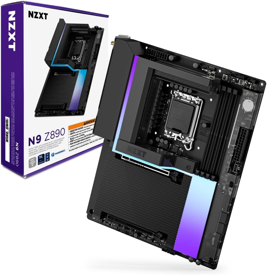 NZXT N9 Z890 - Intel Z890 LGA 1851 ATX Gaming Motherboard for Core Ultra (Series 2) - 20+1+1, DDR5, 5X M.2, PCIe 5.0, Wi-Fi 7, 5GbE, Thunderbolt 4 - RGB, Full-Metal Cover - Black