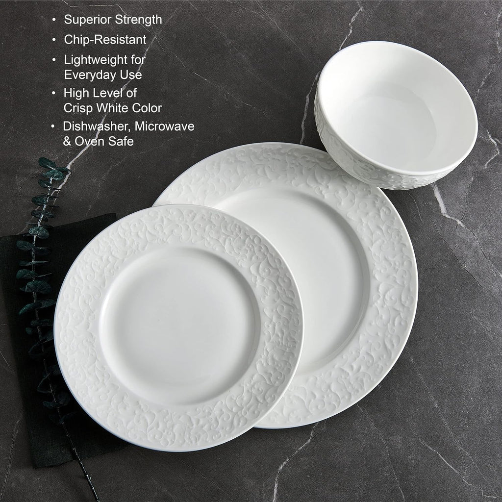 Mikasa Crown White Chip Resistant 18 Piece Dinnerware Set, Service for 6