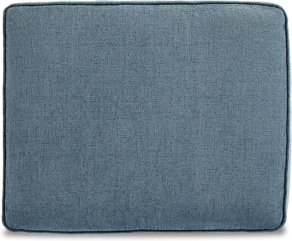 Signature Design by Ashley Cashton Contemporary Accent Ottoman with Faux Wood Finished Exposed Feet, Foam Cushion, Crosshatched Upholstery, 30" by 24", Blue
